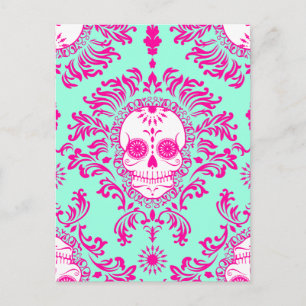 Toter Damast - Chic Sugar Skull Postcard Postkarte