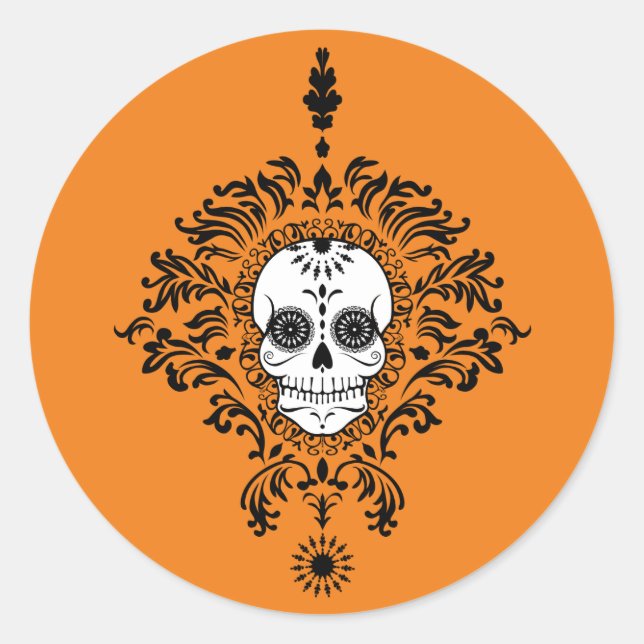 Toter Damast - Chic Sugar Skull Stickers (Vorderseite)
