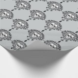 Toter Damast - schickes Zuckerschädel-Packpapier Geschenkpapier