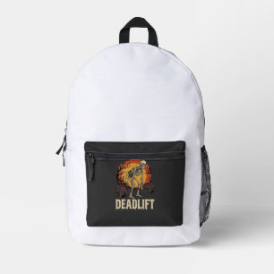 Toter-Heben-Skelett-Halloween-Gym-Workout-Design Bedruckter Rucksack