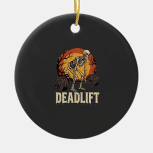 Toter-Heben-Skelett-Halloween-Gym-Workout-Design Keramik Ornament
