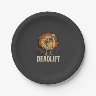 Toter-Heben-Skelett-Halloween-Gym-Workout-Design Pappteller