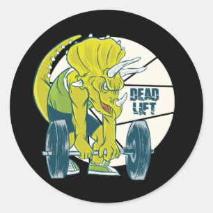 Toter-Hebende-Dinosaurier - Triceratops-Gewichtheb Runder Aufkleber