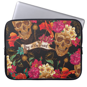 Toter Hintergrund der Schädelhaufen Blume Laptopschutzhülle