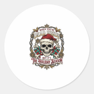 Toter Innere Feiertagssaison Weihnachten Totenkopf Runder Aufkleber