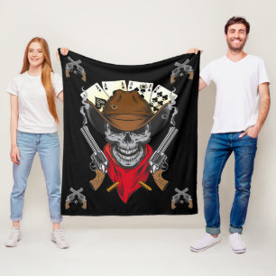 Toter Mann Hand Cowboy Schädel Crossed Guns Fleecedecke