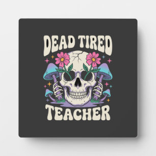Toter müder Lehrer Totenkopf Pilz Halloween-Grafik Fotoplatte