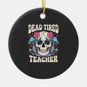 Toter müder Lehrer Totenkopf Pilz Halloween-Grafik Keramik Ornament