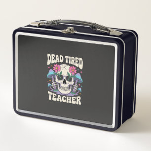 Toter müder Lehrer Totenkopf Pilz Halloween-Grafik Metall Brotdose