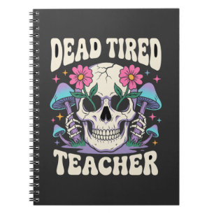 Toter müder Lehrer Totenkopf Pilz Halloween-Grafik Notizblock