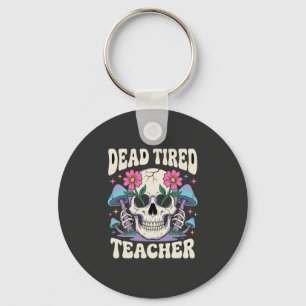 Toter müder Lehrer Totenkopf Pilz Halloween-Grafik Schlüsselanhänger