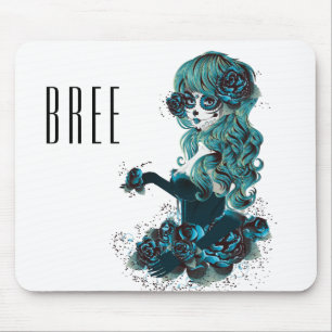 Toter Tag Schönes Zucker-Schädel-Make-up Mädchen Mousepad