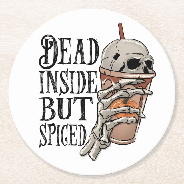 Totes, aber scharfes Halloween-Skelett Runder Pappuntersetzer (Vorderseite)