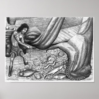Totes Augposter von Vannak und Netz von Fischen Poster