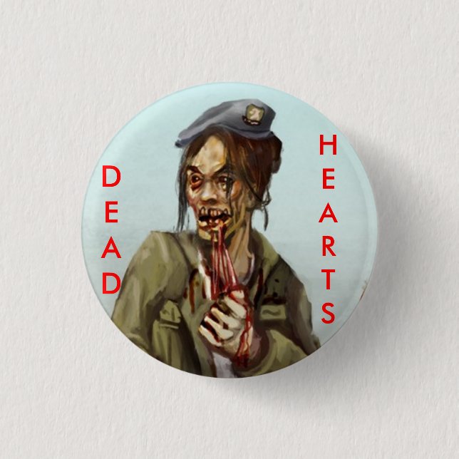 Totes Herz-Roman-Zombie-Mädchen Button (Vorderseite)