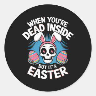 Totes Innen, aber es ist Ostern Schädelknochen, so Runder Aufkleber