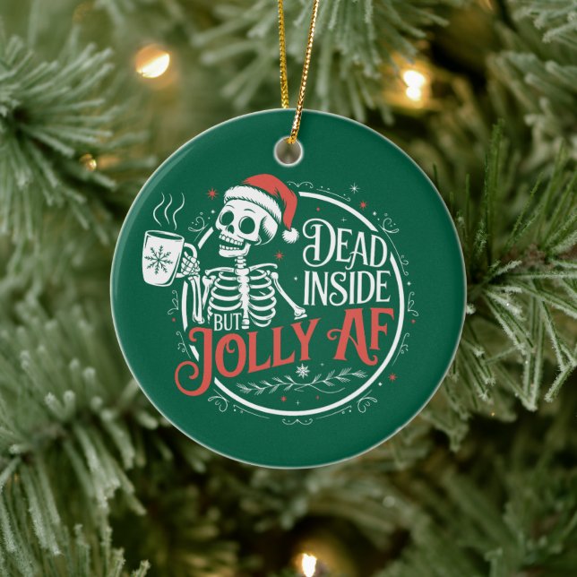 Totes Innen, aber Jolly Af Skull Weihnachtsmann Xm Keramik Ornament (Baum)