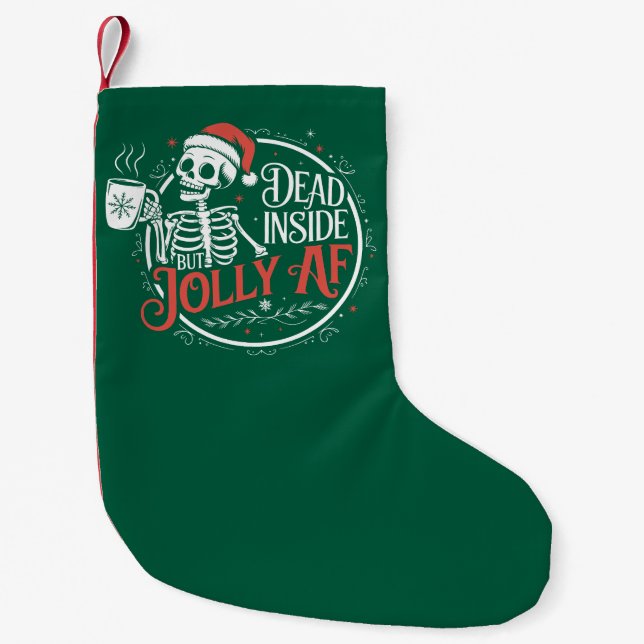 Totes Innen, aber Jolly Af Skull Weihnachtsmann Xm Kleiner Weihnachtsstrumpf (Vorderseite)