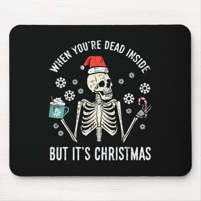 Totes Innen, aber sein Weihnachtselett Kaffee Xmas Mousepad (Vorne)