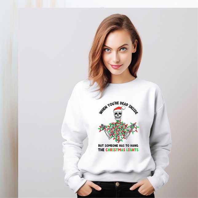 Totes Innere hängen Weihnachtsleuchten Skelett lus Sweatshirt (Von Creator hochgeladen)