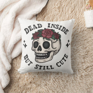 Totes Inneres, aber noch Niedlicher Schädelblumenw Kissen