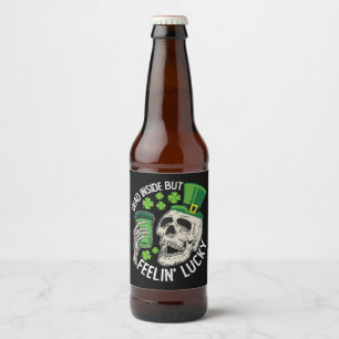 Totes Inside Aber Feelin' Lucky Skull St Patrick's Bierflaschenetikett