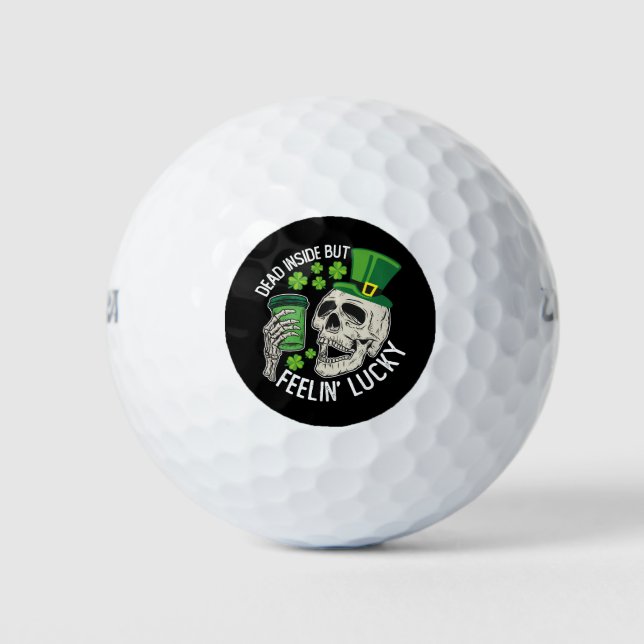Totes Inside Aber Feelin' Lucky Skull St Patrick's Golfball (Vorderseite)