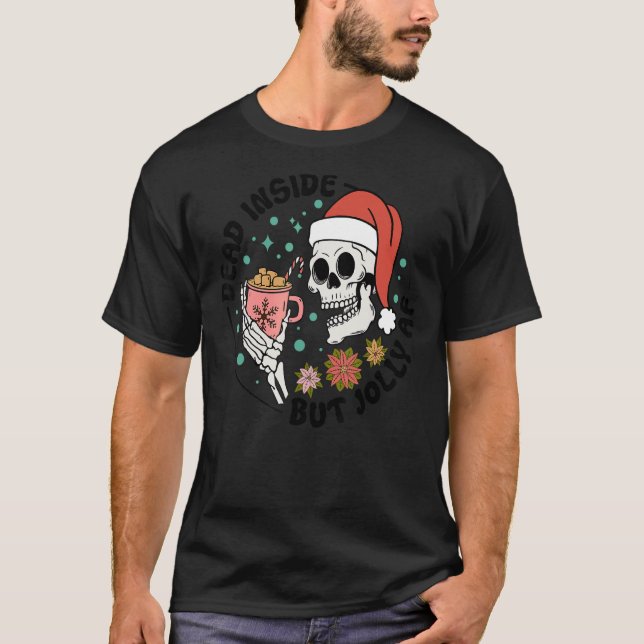 Totes Inside Aber Jolly AF, Funny Groovy Christmas T-Shirt (Vorderseite)