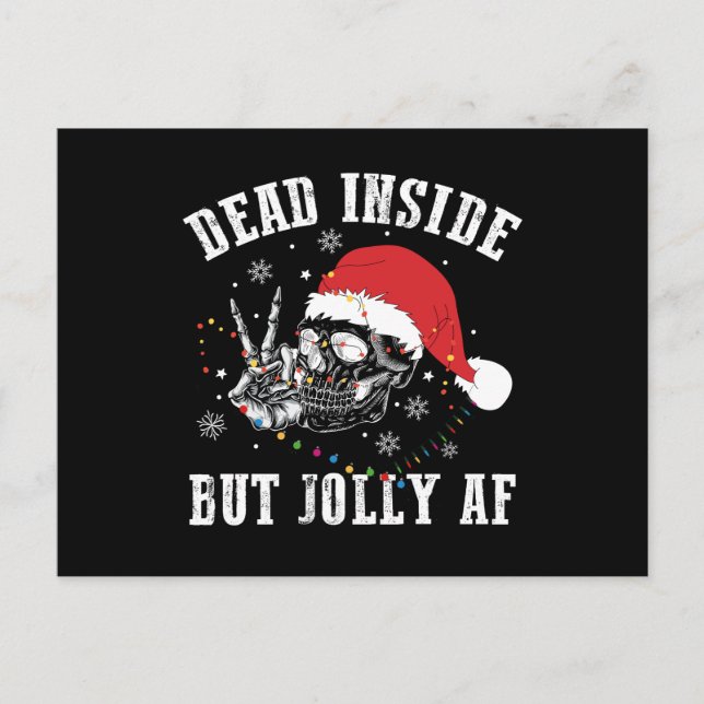 Totes Inside Aber Jolly AF Halloween Weihnachtssch Postkarte (Vorderseite)
