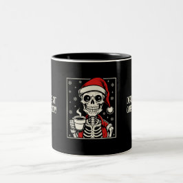 Totes Inside, aber koffeiniert & Jolly Skeleton Zweifarbige Tasse