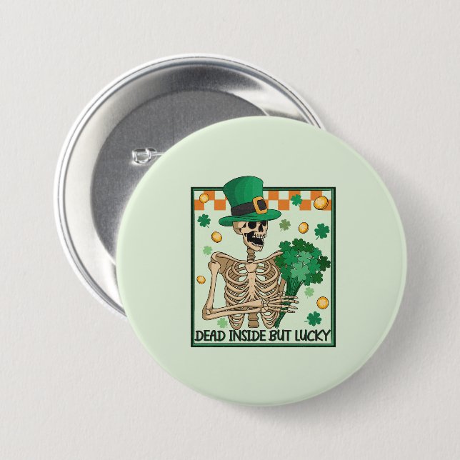 Totes Inside aber Lucky St Patricks Button (Vorne & Hinten)