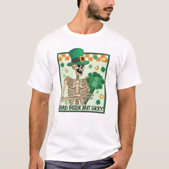Totes Inside aber Lucky St Patricks T-Shirt (Vorderseite)