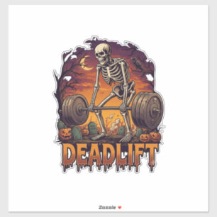 Totes Skelett Hantel Halloween Kürbisse Grab Aufkleber