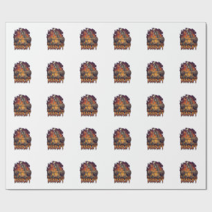 Totes Skelett Hantel Halloween Kürbisse Grab Geschenkpapier