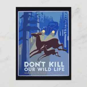 Tötet nicht unsere Wildtiere Vintage Poster Postkarte