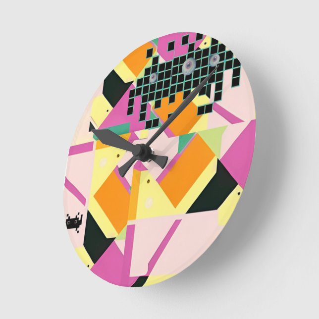 Tötete sie mit Memphis-Design-Kindness Runde Wanduhr (Winkel)