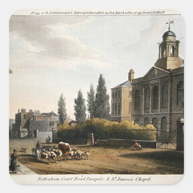 Tottenham Court Road Turnpike Quadratischer Aufkleber (Vorderseite)
