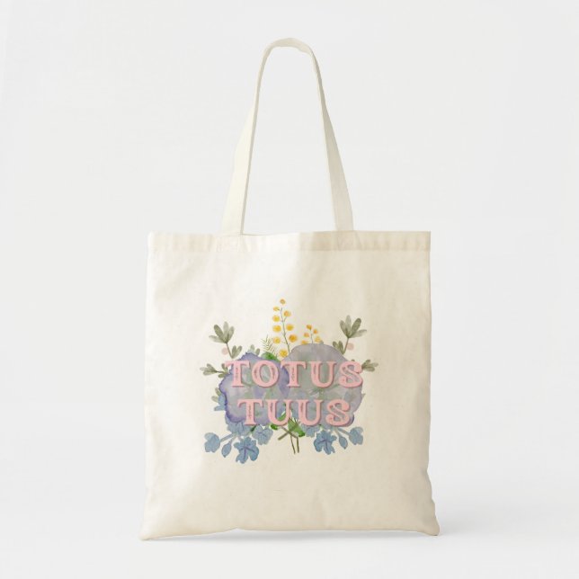Totus Tuus Catholic Marian Floral Tote Bag Tragetasche (Vorne)