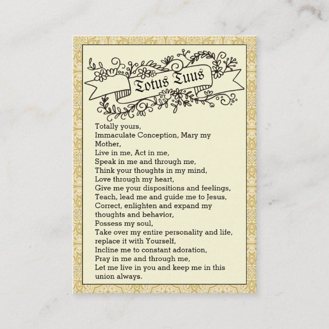 Totus Tuus heilige Karten Gebets-Papst-Johannes (Vorderseite)