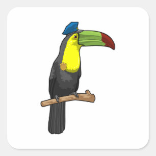 Toucan als Polizeibeamte Quadratischer Aufkleber