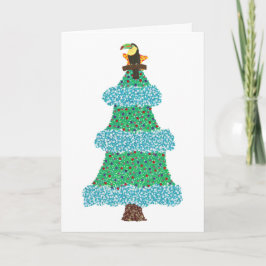 Toucan auf Weihnachtsbaum Grußkarten Feiertagskarte