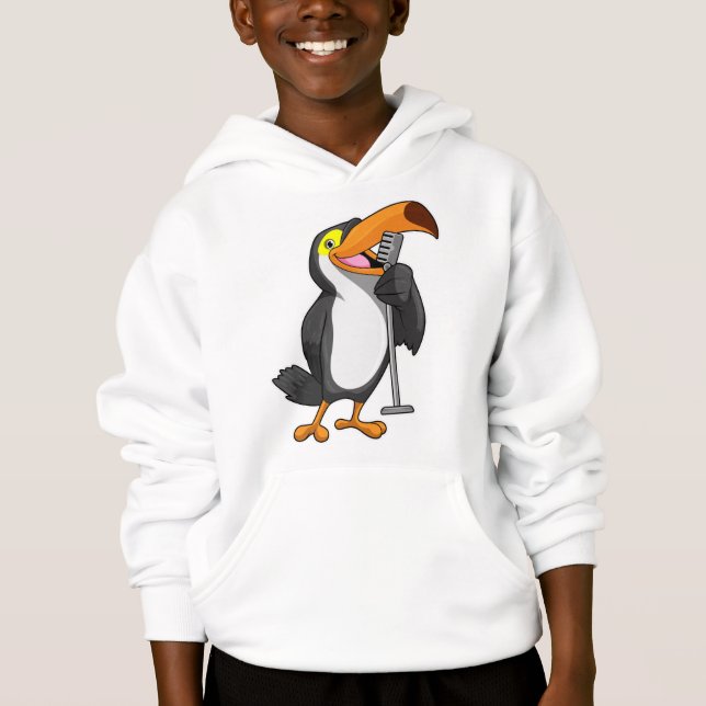 Toucan bei Musik mit Mikrofon Hoodie (Vorderseite)