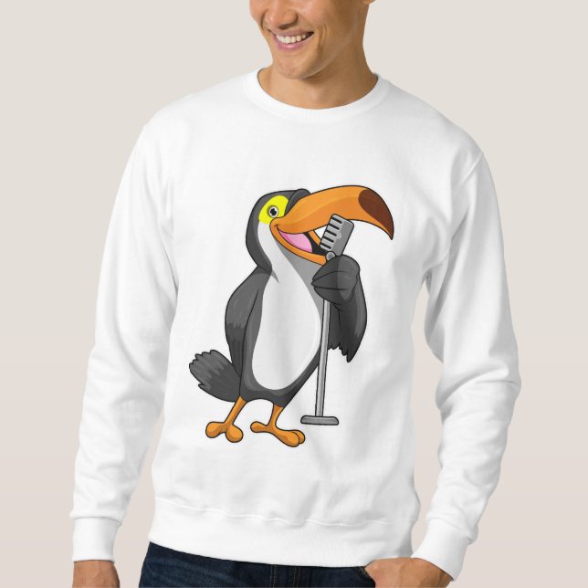 Toucan bei Musik mit Mikrofon Sweatshirt (Vorderseite)