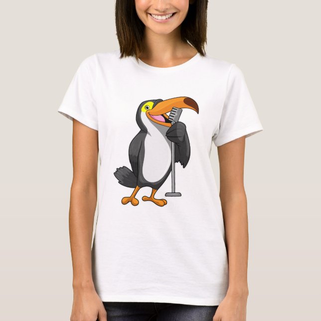 Toucan bei Musik mit Mikrofon T-Shirt (Vorderseite)