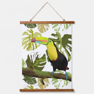 Toucan Bird im Dschungel Wandteppich Mit Holzrahmen