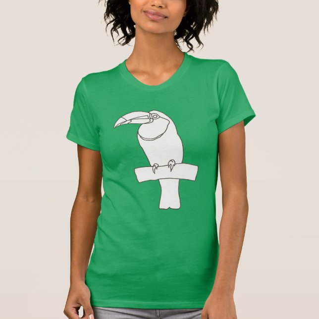 Toucan Bird Kontur Zeichnend auf T - Shirt (Vorderseite)