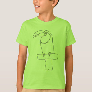 Toucan Bird Kontur Zeichnend auf T - Shirt