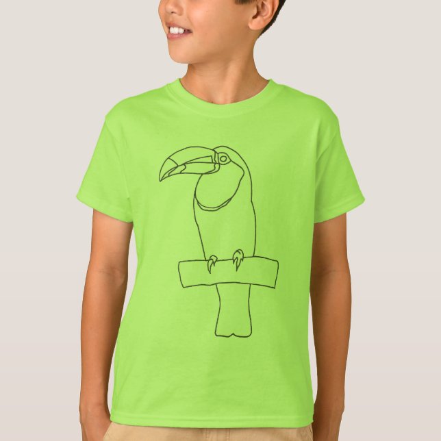 Toucan Bird Kontur Zeichnend auf T - Shirt (Vorderseite)
