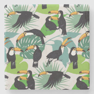 Toucan Bird: Palm Blätter Pattern Steinuntersetzer