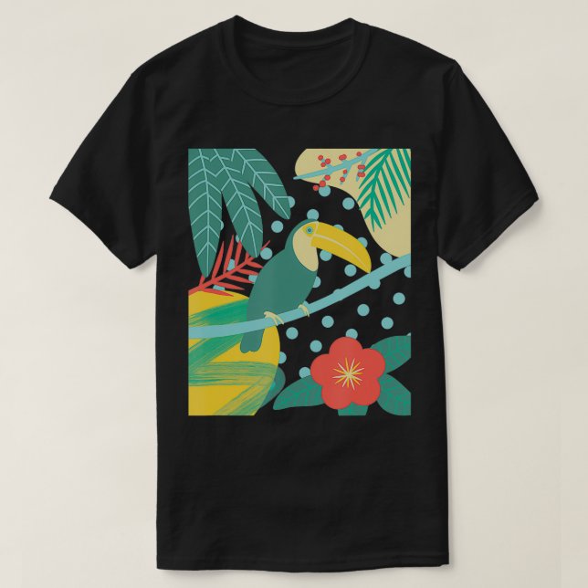 Toucan Bird Tropical Niedlich Palm Leaf Blume Natu T-Shirt (Design vorne)